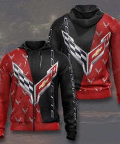 Chevrolet Corvette Red Black Zip Hoodie For Men And Women