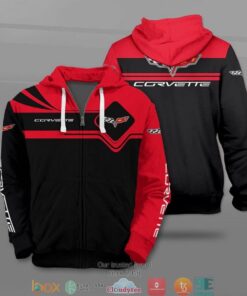 Chevrolet Corvette Red Black Zip Hoodie Gift