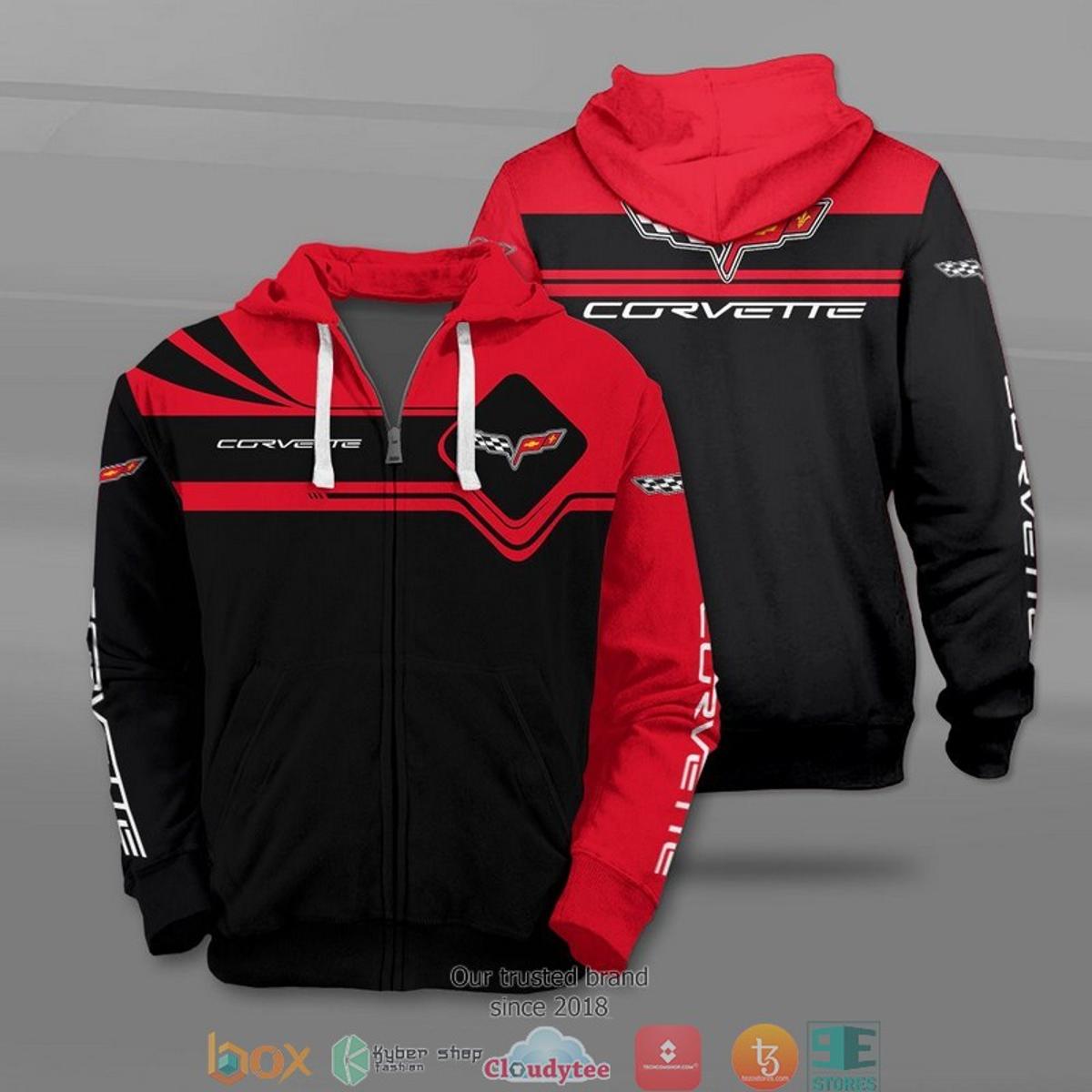 Chevrolet Corvette Black Zip Hoodie For Fans