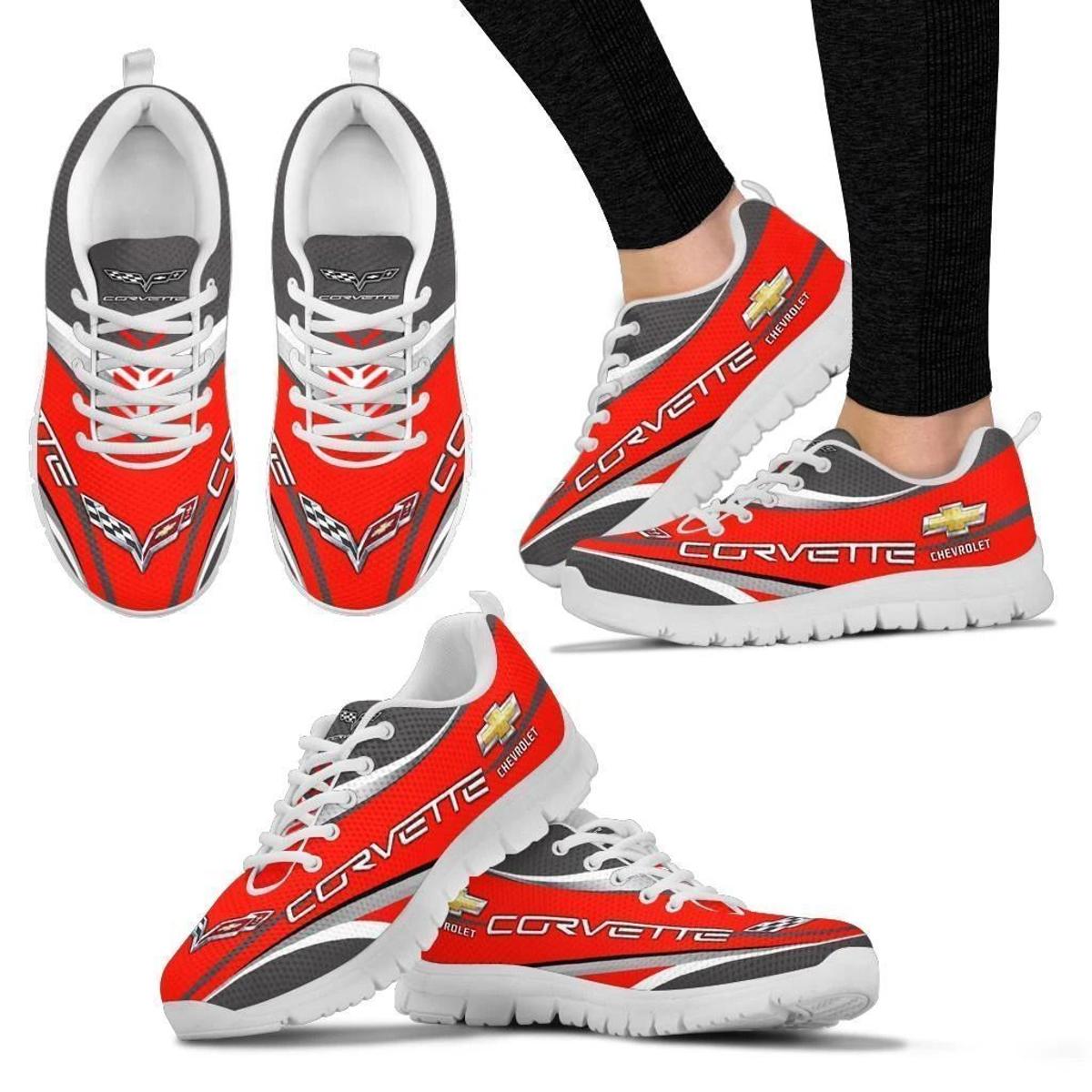 Chevrolet Corvette Red Black Running Shoes Gift