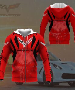 Chevrolet Corvette Red Zip Hoodie Gift