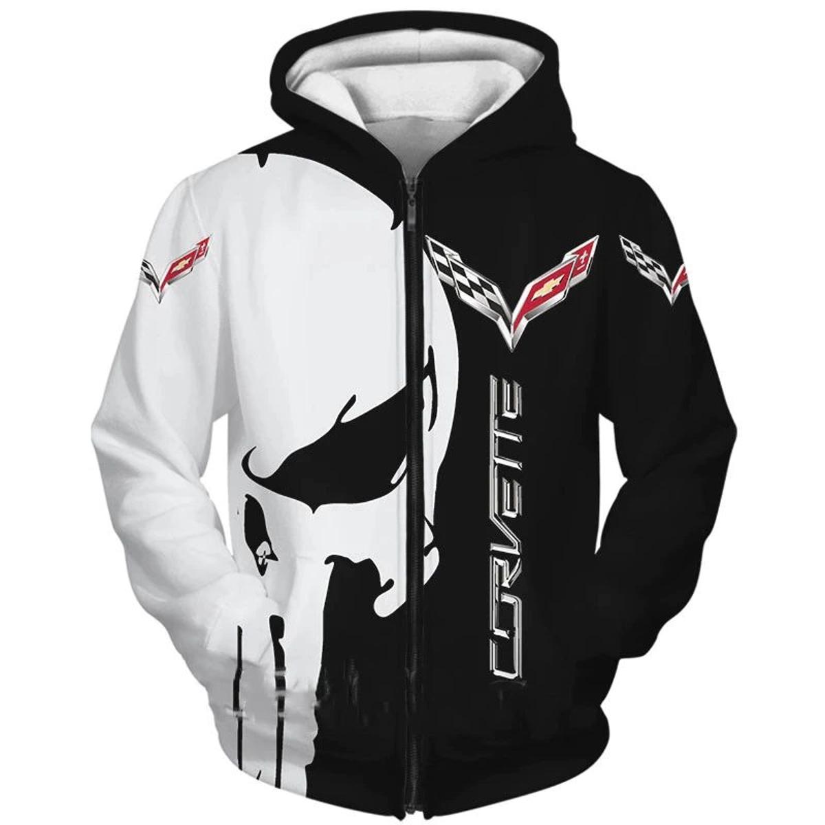 Chevrolet Corvette Black Zip Hoodie For Fans