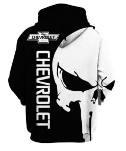 Chevrolet Corvette Skull Black White Zip Hoodie For Fans