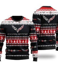 Chevrolet Corvette Ugly Christmas Red Black Sweater For Men And Women