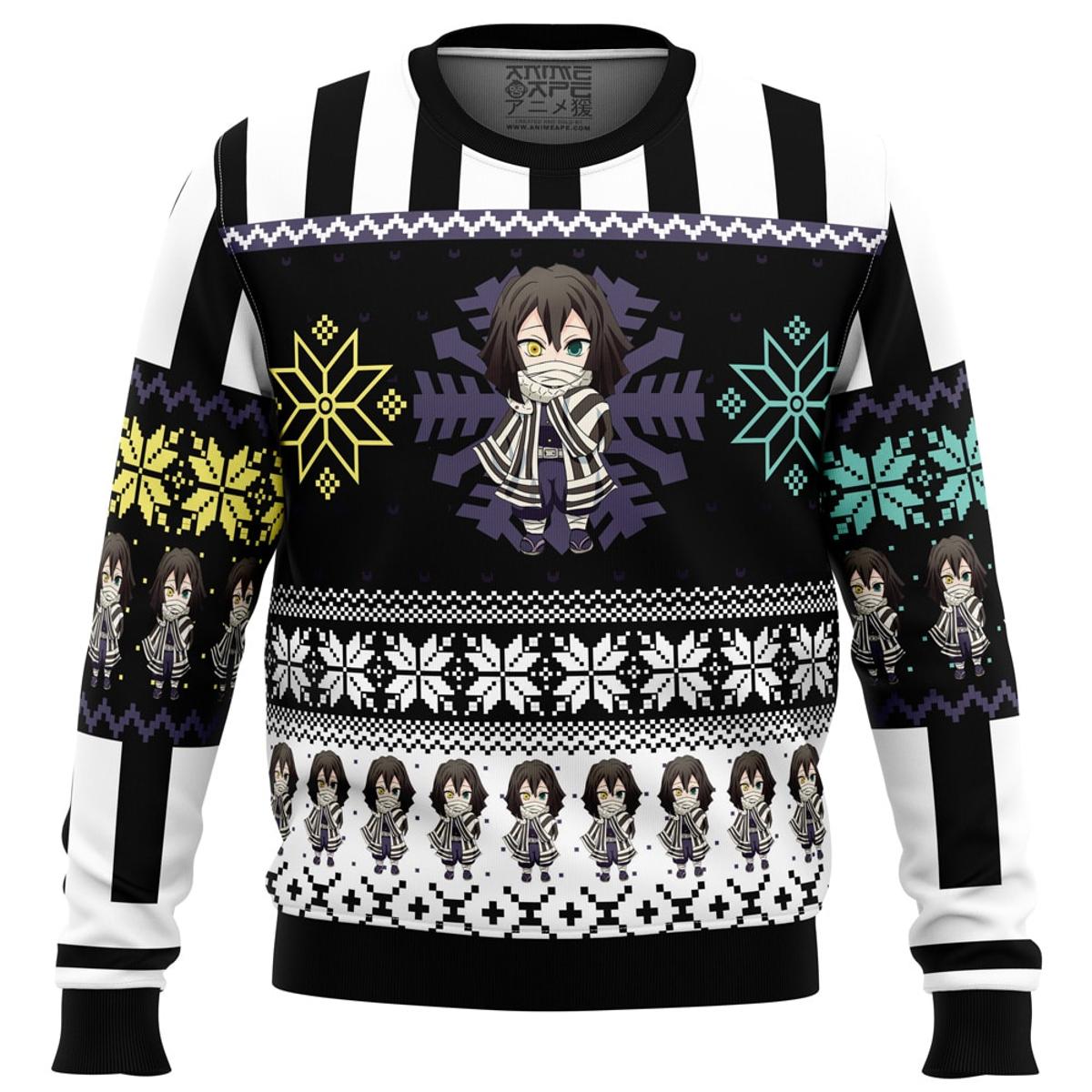 Chibi Christmas Obanai Iguro Demon Slayer Ugly Xmas Sweater