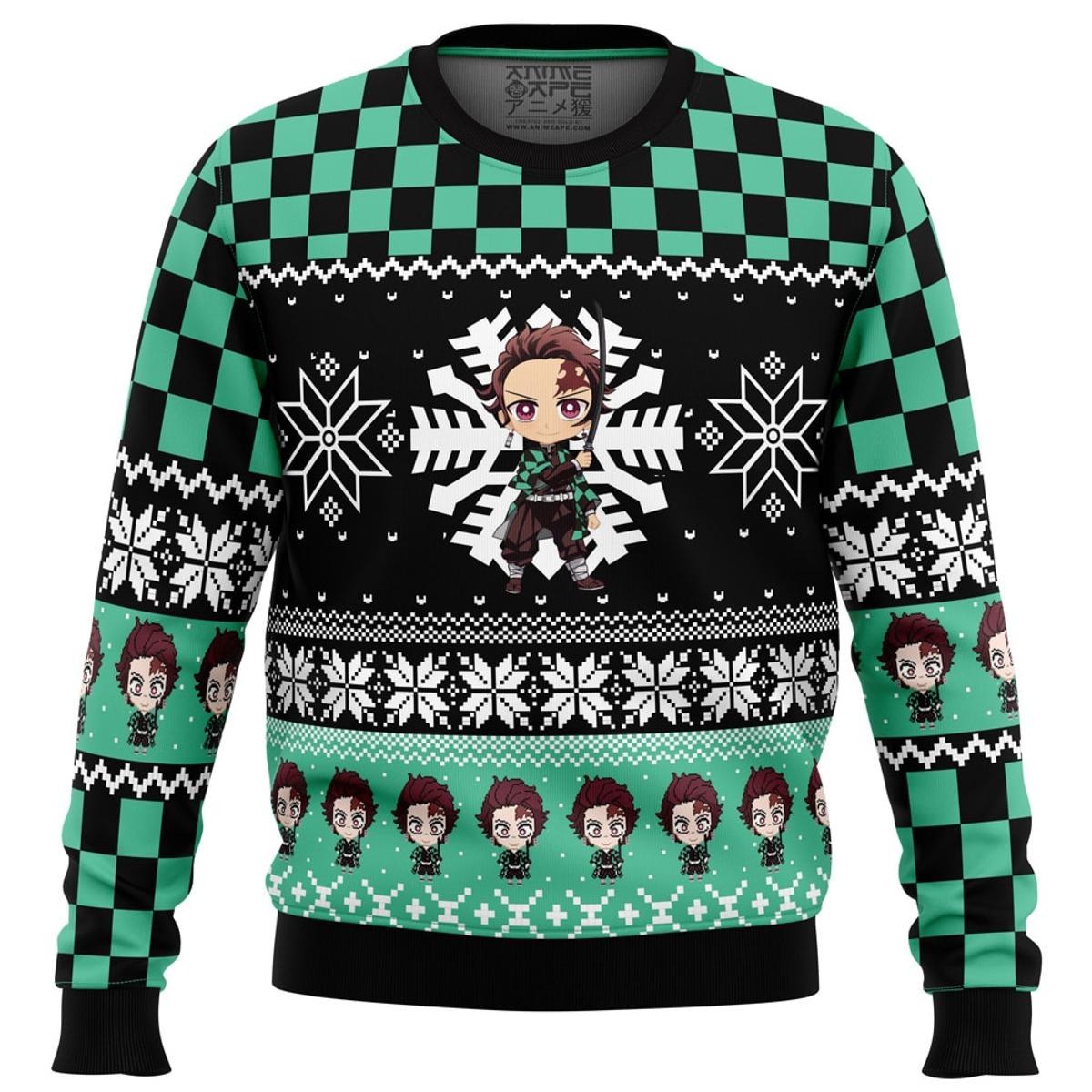 Chibi Christmas Nezuko Kamado Demon Slayer Funny Ugly Christmas Sweater