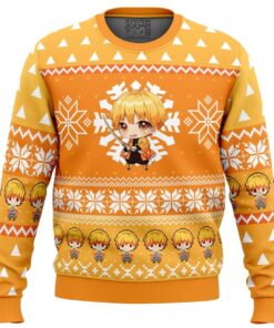 Chibi Christmas Zenitsu Agatsuma Demon Slayer Ugly Xmas Sweater