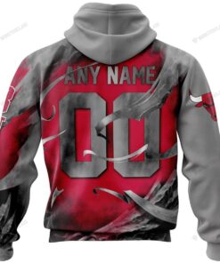 Chicago Bulls Custom Name Number Red Grey Skull Zip Hoodie Funny Gift For Fans