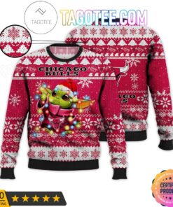 Chicago Bulls Red Baby Yoda Best Ugly Christmas Sweater 1