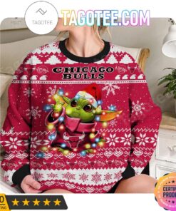 Chicago Bulls Red Baby Yoda Best Ugly Christmas Sweater