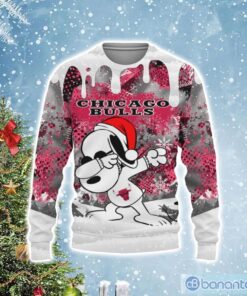 Chicago Bulls White Red Snow Snoopy Dabbing Ugly Christmas Sweater