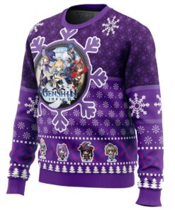 Christmas Quest Genshin Impact Purple Ugly Christmas Sweater Best Gift For Game Lovers