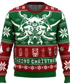 Chrono Trigger Christmas Style Green Red Ugly Christmas Sweater For Game Lovers