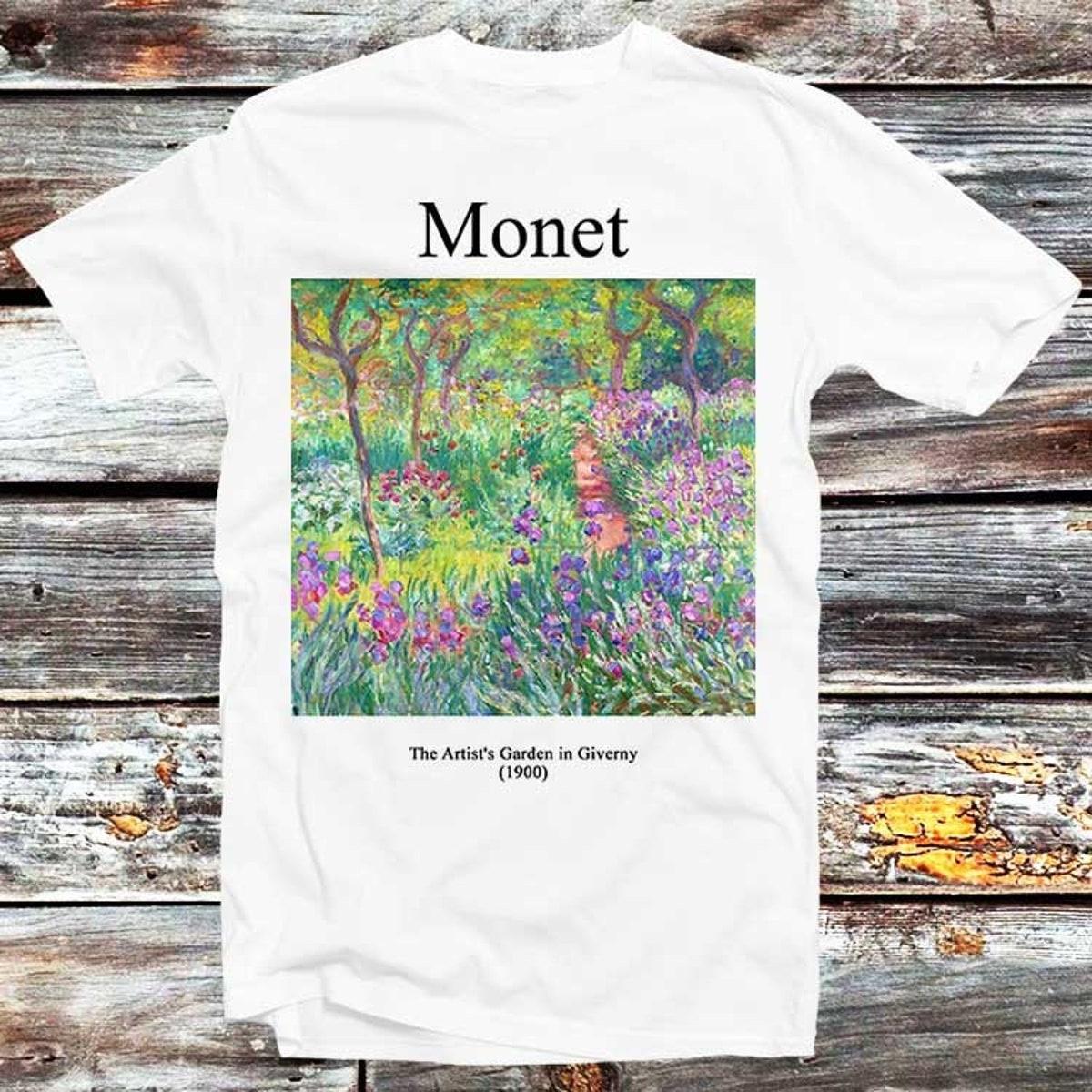 Claude Monet Oil Painting The Artist’s Garden At Giverny Unisex T-shirt Aesthetic Shirt For Family Friend