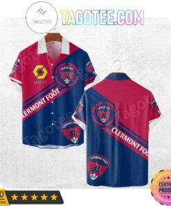 Clermont Foot 63 Ligue 1 Blue Pink Simple Design Aloha Shirt Best Fans Gifts