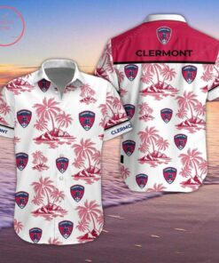 Clermont Foot 63 Ligue 1 Blue Pink Simple Design Aloha Shirt Best Fans Gifts