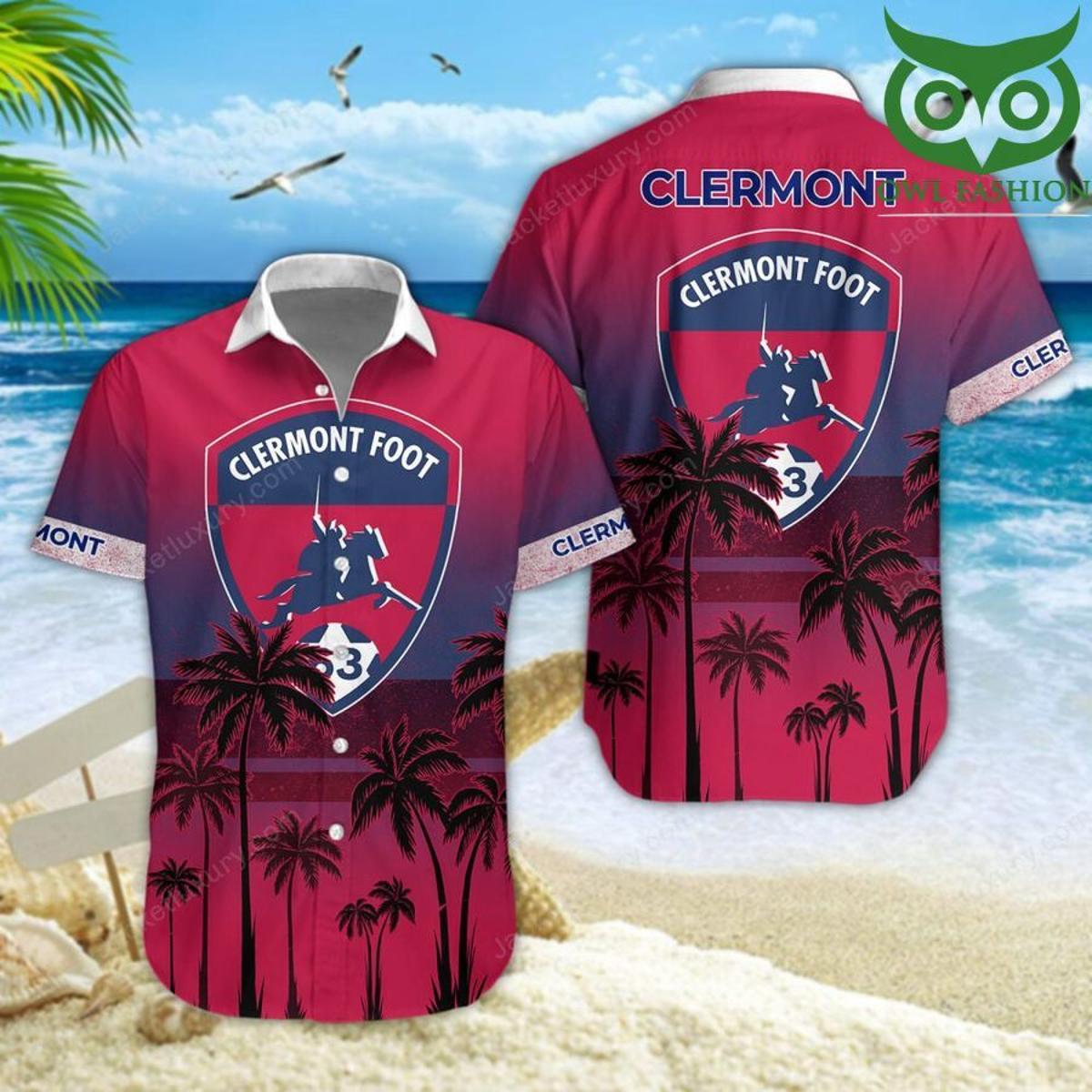 Clermont Foot 63 Ligue 1 Blue Pink Simple Design Aloha Shirt Best Fans Gifts