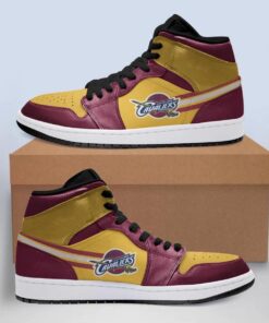 Cleveland Cavaliers Wine Gold Air Jordan 1 High Sneakers For Fans 1