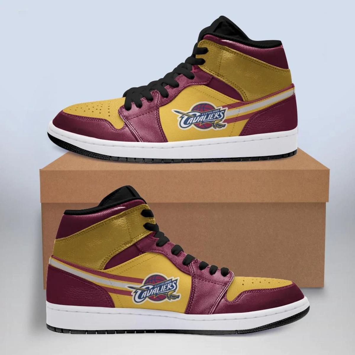 Cleveland Cavaliers Wine Black Air Jordan 1 High Sneakers For Fans