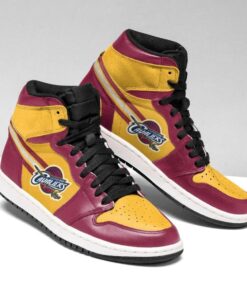 Cleveland Cavaliers Wine Gold Air Jordan 1 High Sneakers For Fans