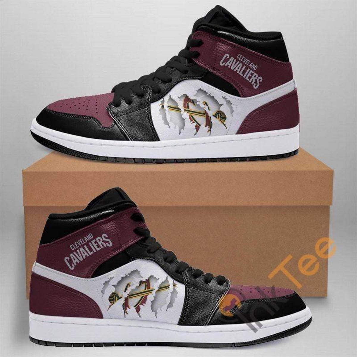 Cleveland Cavaliers Wine Gold Air Jordan 1 High Sneakers For Fans