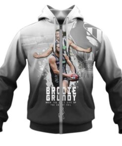 Collingwood Magpies Broodie Grundy Grey Best Zip Up Hoodie 1