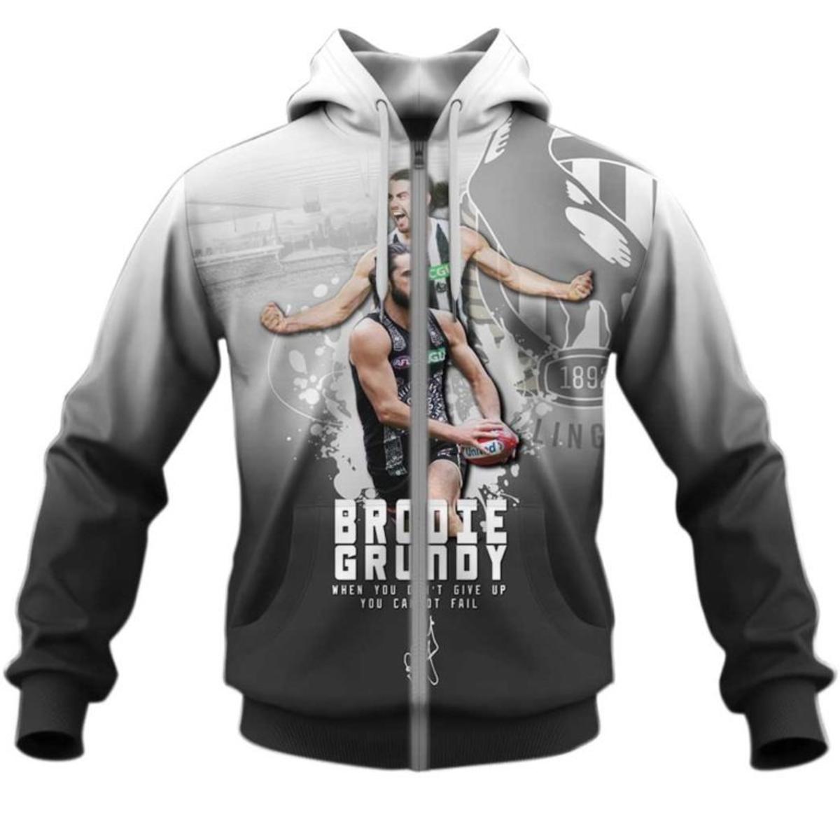 Collingwood Magpies Jamie Elliott Zip Hoodie Black