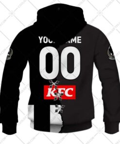 Collingwood Magpies Custom Name Number Mix Guernsey Zip Hoodie Blac And White