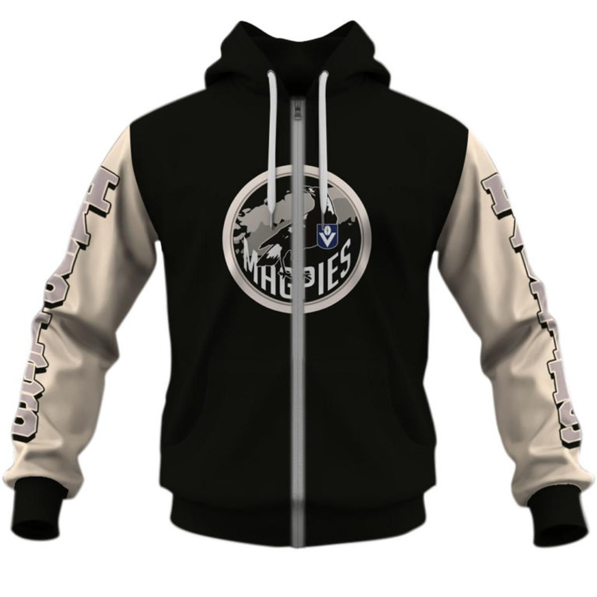 Collingwood Magpies Custom Name Number Fishing Zip Hoodie Best Gift For Fans