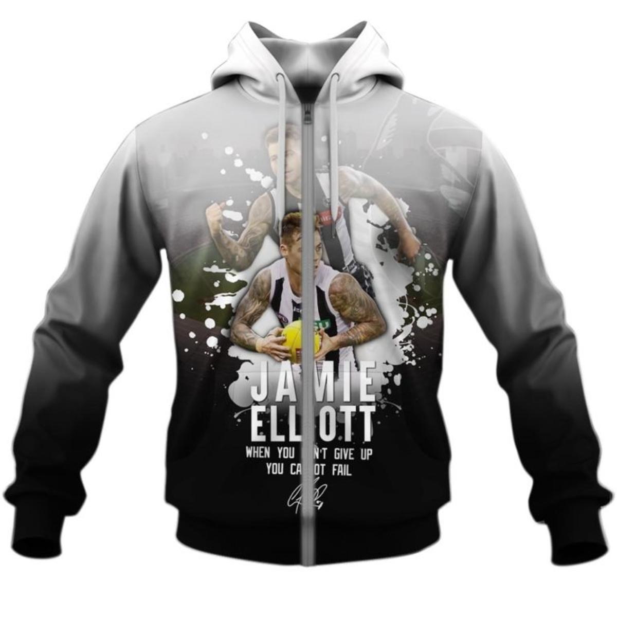 Collingwood Magpies Broodie Grundy Grey Best Zip Hoodie