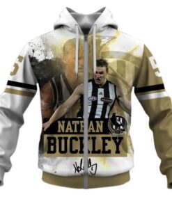 Collingwood Magpies Nathan Buckley 5 Zip Up Hoodie For Fans 1