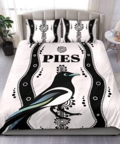 Collingwood Magpies Pies Indigenous White Doona Cover 1