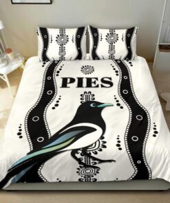 Collingwood Magpies Pies Indigenous White Doona Cover 2