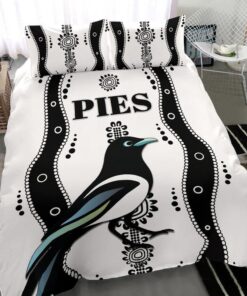 Collingwood Magpies Pies Indigenous White Doona Cover 3