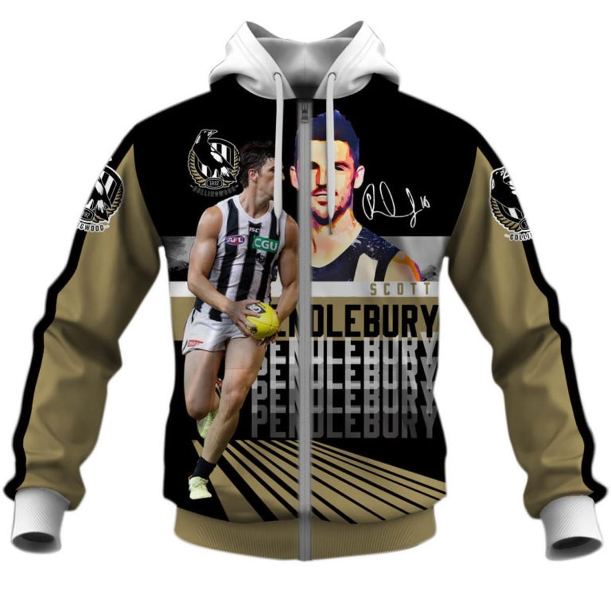 Collingwood Magpies Steele Sidebottom #22 Zip Hoodie For Fans