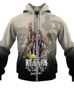 Collingwood Magpies Steele Sidebottom 22 Zip Up Hoodie Grey Black 1