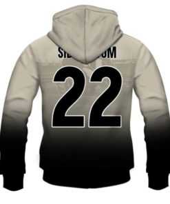 Collingwood Magpies Steele Sidebottom 22 Zip Up Hoodie Grey Black 2