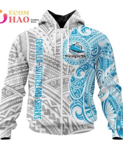 Cronulla-sutherland Sharks Custom Name Indigenous Zip Hoodie Best Gift For Fans