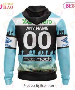 Cronulla-sutherland Sharks Custom Name Number 2023 Anzac Day Zip Hoodie Gift