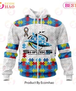 Cronulla-sutherland Sharks Custom Name Number Autism Awareness Zip Hoodie Funny Gift For Fans