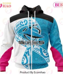 Cronulla-sutherland Sharks Custom Name Number Fight Cancer Zip Hoodie Gift For Fans