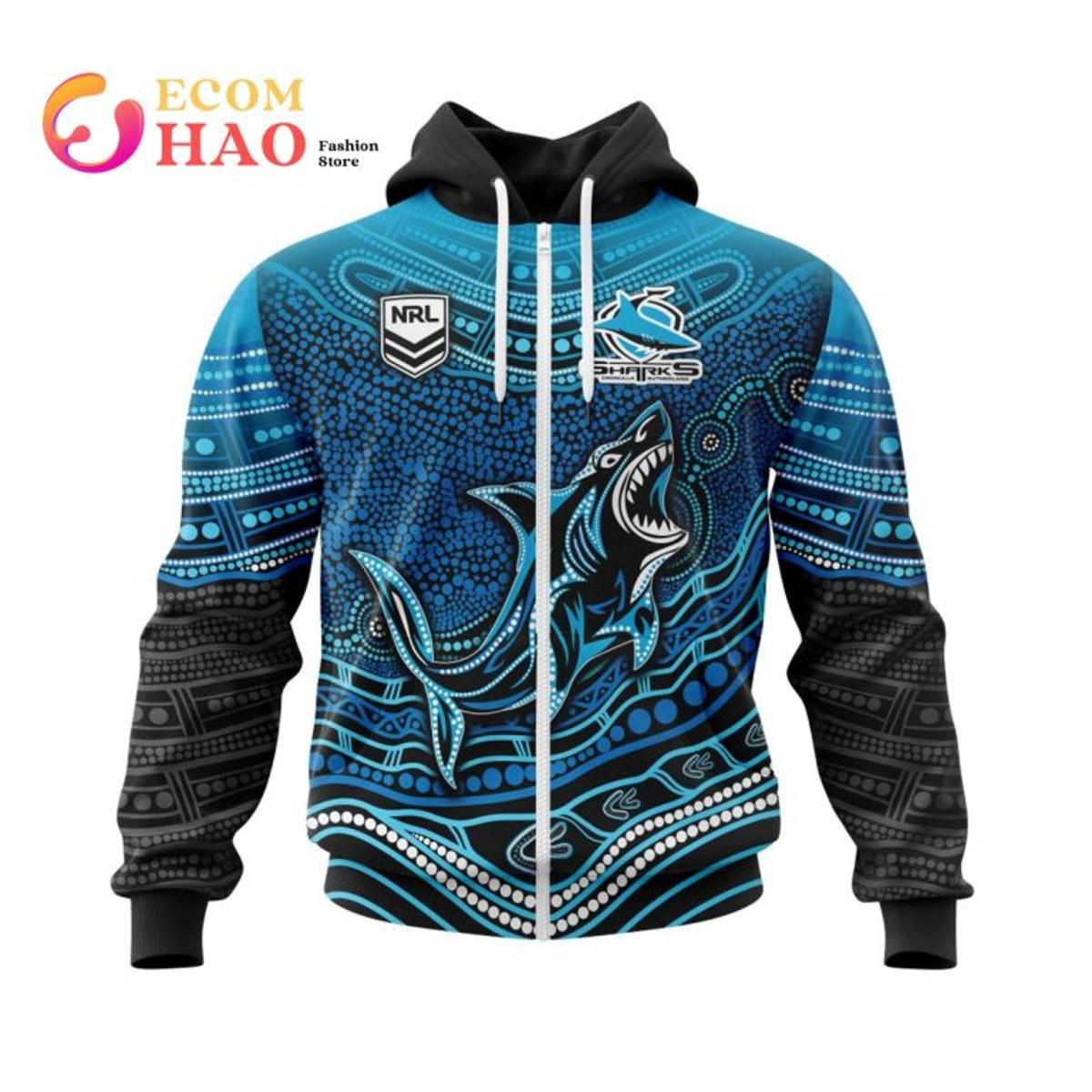 Cronulla-sutherland Sharks Custom Name Number Fight Cancer Zip Hoodie Gift For Fans