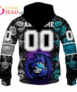 Cronulla-sutherland Sharks Custom Name Number Rose Dragon Zip Hoodie Funny Gift For Fans