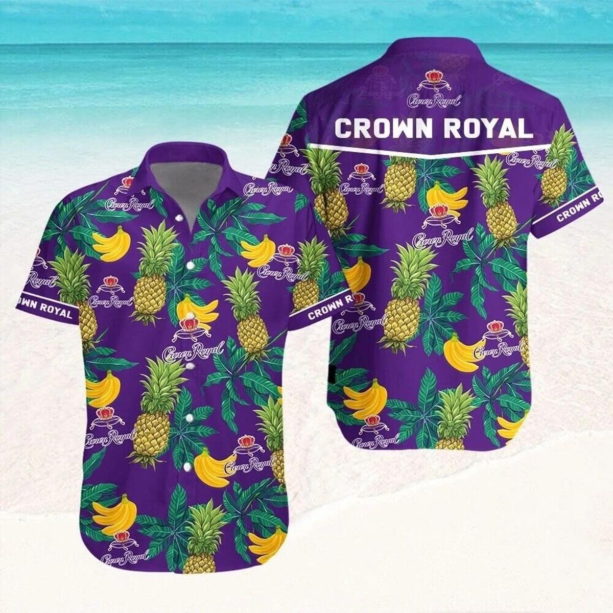 Crown Royal Canadian Whisky Black Purple Aloha Shirt Best Summer Outfit