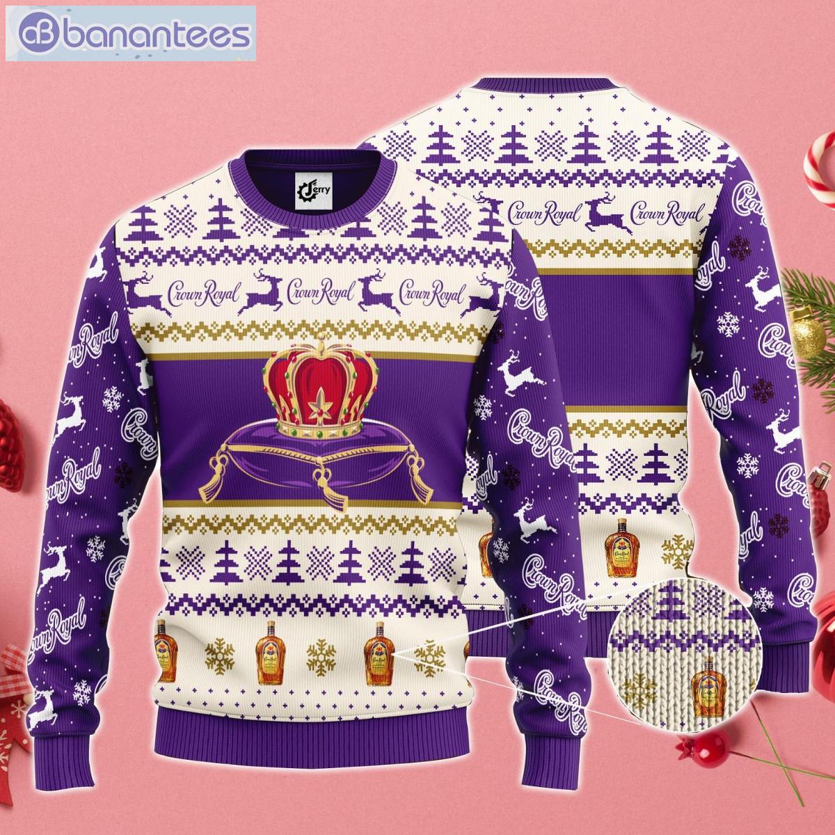 Crown Royal My Blood Type Is Crown Ugly Christmas Sweater