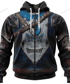 Dallas Mavericks Custom Name Number Warrior Armor Best Zip Hoodie