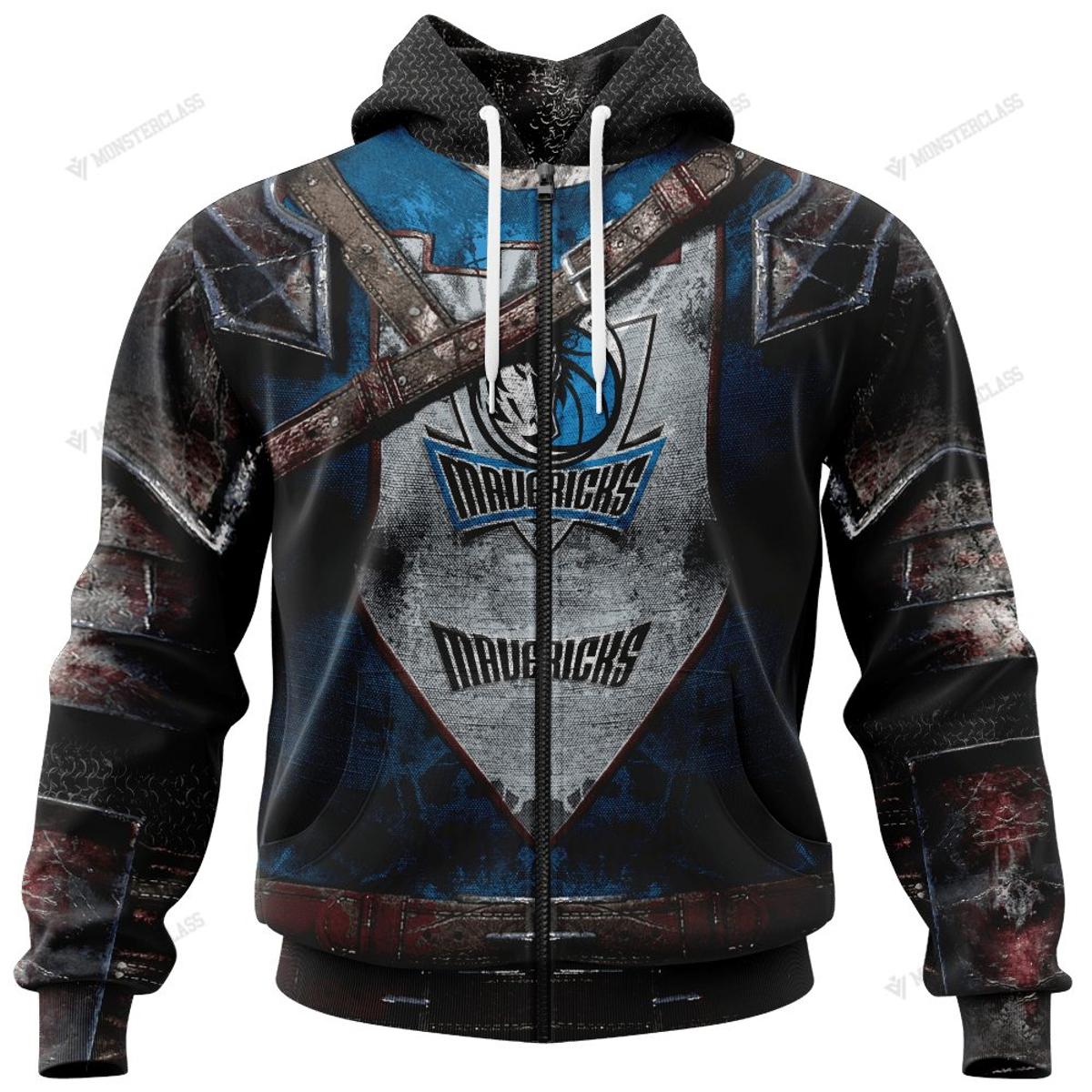 Dallas Mavericks Custom Name Number Blue Gray Skull Smoke Zip Hoodie