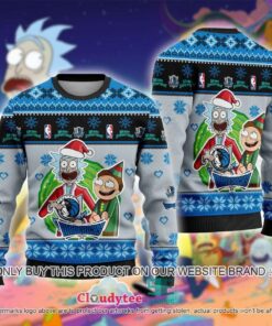 Dallas Mavericks Gray Blue Rick And Morty Ugly Christmas Sweater For Men And Women