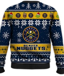 Denver Nuggets Black Yellow Baby Groot And Grinch Best Friends Best Ugly Christmas Sweater 3