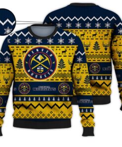 Denver Nuggets Black Yellow Ugly Christmas Sweater For Men And Women